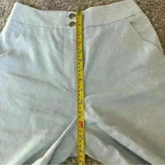 Veronica Beard Jeanne Light Blue Linen Blend Crop Wide Leg Pants 6 nautical crop - Picture 13 of 15